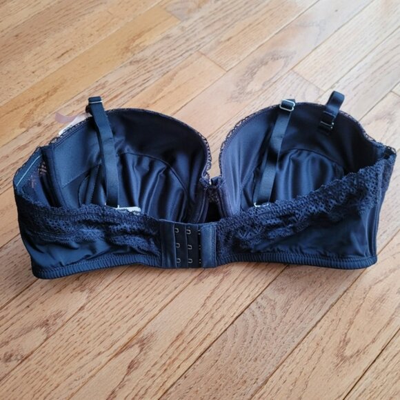 NWT La Vie En Rose Push-Up Strapless Demi Bra Navy Blue Size 38D - Picture 4 of 14
